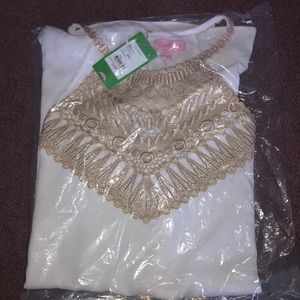 brand new(w/tag)white and gold lily pulitzer dress